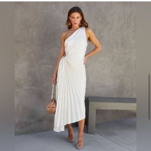 House of Harlow one shoulder pleat dress